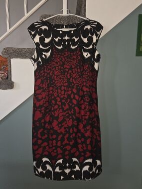 Chico's Red Black White Patterned Midi Dress